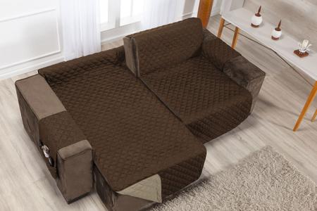 Imagem de Capa protetor para sofa retratil e reclinavel 2 modulos 4 a 5 lugares linha premium + dupla face + porta objetos largura de 2,20m