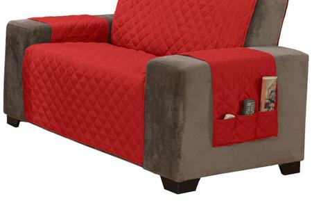 Imagem de Capa protetor  sofá matelado tamanho padrão de 2 lugares 1,1 metros cor vermelho