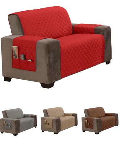 Imagem de Capa protetor  sofá matelado tamanho padrão de 2 lugares 1,1 metros cor vermelho