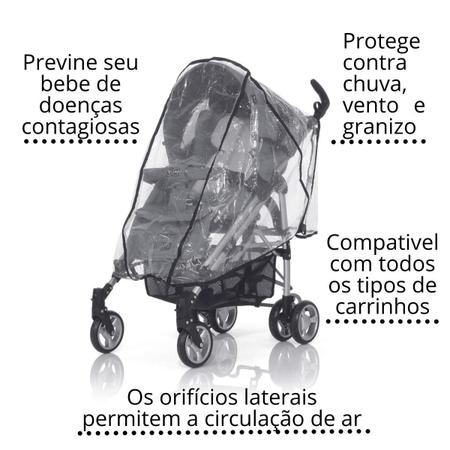 Imagem de Capa protetora de chuva poeria doenças para carrinho de bebe