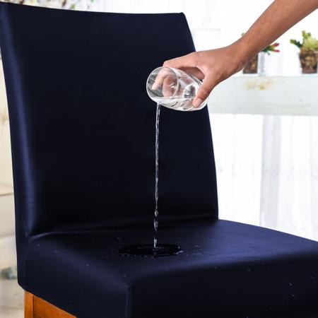 Imagem de Capa Protetora Lavável para Cadeira de jantar à Prova d'água Azul Marinho