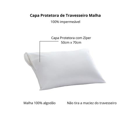 Imagem de Capa Protetora Travesseiro Impermeável Malha Kacyumara Zíper