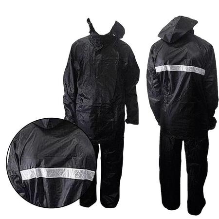 Imagem de Capa Roupa Chuva Conjunto Jaqueta Calça Capuz Feminina Moto Macacão Ciclista Bike Frio Homem Resistente