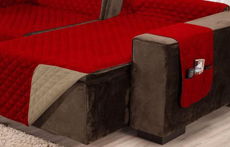 Imagem de Capa  sofá retratil matelado tamanho padrão 3 e 4 lugares 1,8m vermelho e caqui 