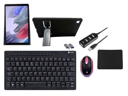 Imagem de Capa Suporte para Tablet Samsung A7 Lite T220 T225 8.7 + Teclado + Mouse kit mini computador Android