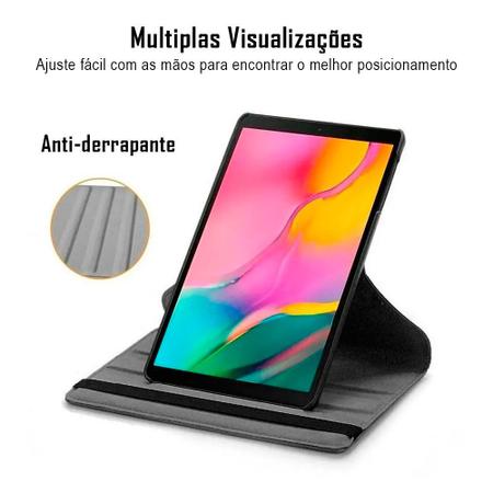 Imagem de Capa Tablet Galaxy TAB A 8.0 T290 T295 2019 Couro Case Giratória Inclinável Capinha Preta