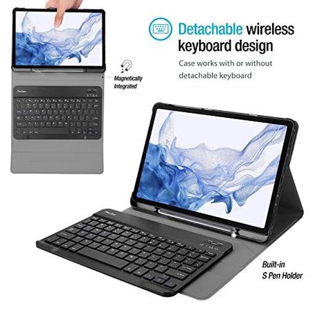 Imagem de Capa Teclado Sem Fio para Galaxy Tab S7+, Suporte de Caneta S, Capa Inteligente Leve, Preto