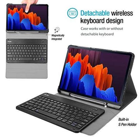 Imagem de Capa Teclado Sem Fio para Galaxy Tab S7+, Suporte de Caneta S, Capa Inteligente Leve, Preto