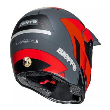 Imagem de Capacete 3 Sport React Cinza Dark Fosco Vermelho