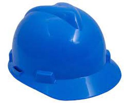 Imagem de Capacete aba frontal azul v gard c/ carneira push key e jugular - MSA