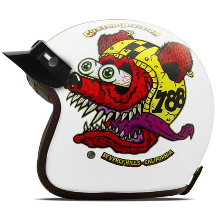 Imagem de Capacete Aberto Custom Velha Guarda Vintage Old School Etceter Mad Dogs Fosco Viseira Bubble Flip