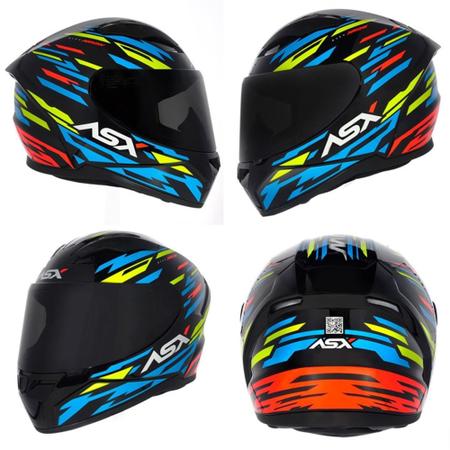 Imagem de Capacete asx city arrow brilho preto azul amarelo