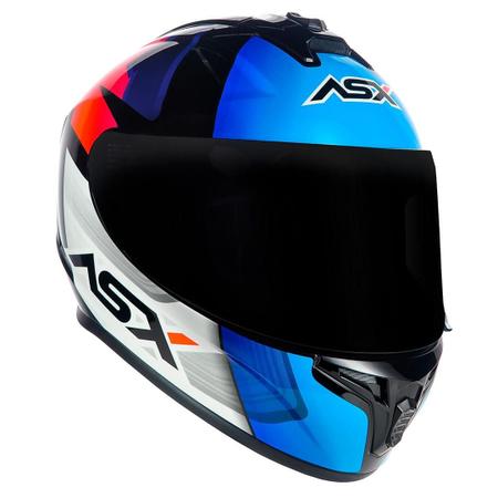 Imagem de Capacete ASX Draken Striker Preto Azul Vermelho