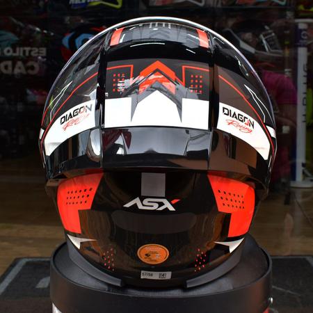 Imagem de Capacete Asx Eagle Racing Spoiler Esportivo Diagon Vermelho