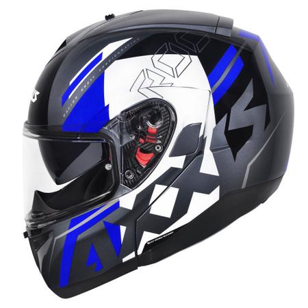 Imagem de Capacete Axxis Roc Blow Preto Cinza Azul Escamoteável Viseira Interna