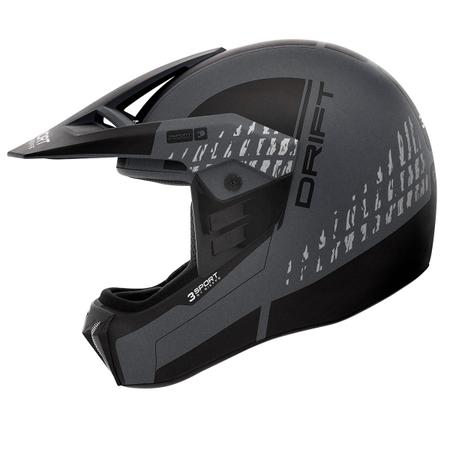 Imagem de Capacete Bieffe 3 Sport Drift Preto Fosco Grafite Motocross