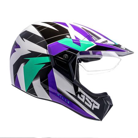 Imagem de Capacete Bieffe 3 Sport Hills Branco Roxo Brilho Moto Pala