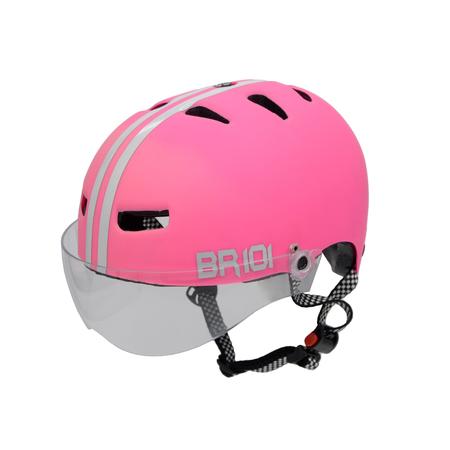 Imagem de Capacete Bike Ciclismo Skate Patins Patinete Profissional Rosa Fosco Viseira Cristal