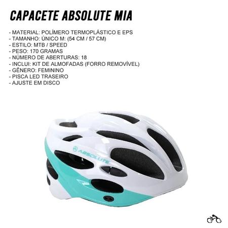 Imagem de Capacete Ciclismo Absolute Mia II Feminino com Pisca Led Bicicleta Mtb Speed