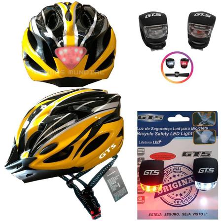 Imagem de Capacete Ciclismo Com Sinalizador De Led Leve Resistente Bicicleta Adulto Bike + Par De Sinalizador