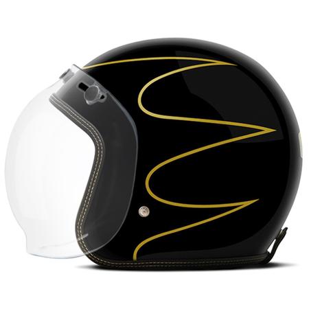 Imagem de Capacete Custom Moto Aberto Brilhante Etceter Faster Preto 56 58 60