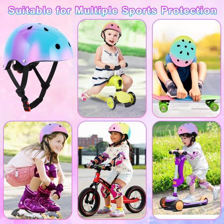 Imagem de Capacete de bicicleta Wisekiddy Toddler Kids 3-5-8 anos roxo azul