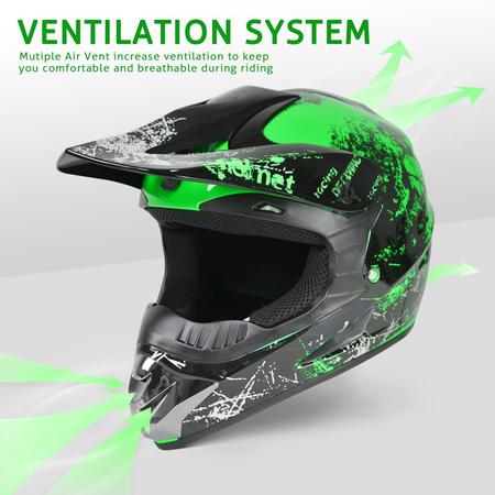 Imagem de Capacete de motocross SanQing Youth DOT aprovado verde S (55-56cm)