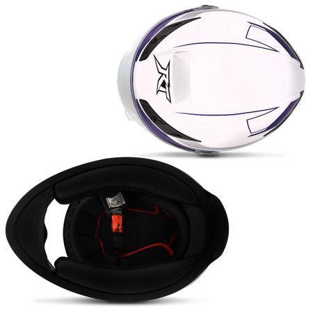 Imagem de Capacete Fechado Feminino Race Tech RT 501 Evo Unik Branco e Roxo Forro Removível