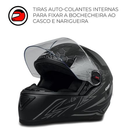 Imagem de Capacete Fechado Moto Com Narigueira E Casco Em ABS Resistente Gt2 Preto Fosco Tamanho 60 Inmetro