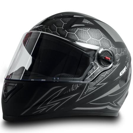 Imagem de Capacete Fechado Moto Com Narigueira E Casco Em ABS Resistente Gt2 Preto Fosco Tamanho 60 Inmetro