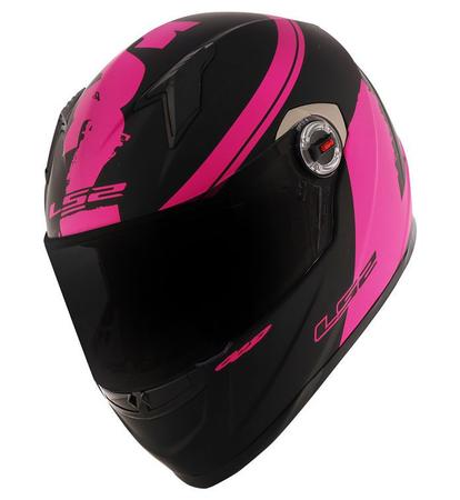 Imagem de Capacete Feminino Ls2 FF358 Fluo Preto Fosco Rosa Pink