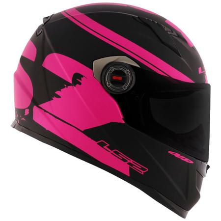 Imagem de Capacete Feminino Ls2 FF358 Fluo Preto Fosco Rosa Pink