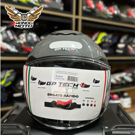 Capacete gp tech open of669 mono metalizado cinza n56 - masculino - feminino - motoqueiro - motociclista - urbano - oculos interno Imagem de Capacete gp tech open of669 mono metalizado cinza n56 - masculino - feminino - motoqueiro - motociclista - urbano - oculos interno