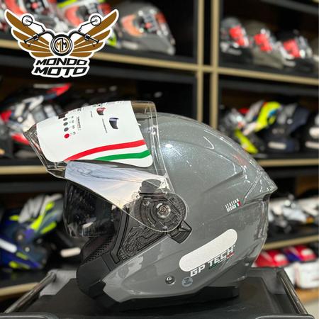 Capacete gp tech open of669 mono metalizado cinza n56 - masculino - feminino - motoqueiro - motociclista - urbano - oculos interno Imagem de Capacete gp tech open of669 mono metalizado cinza n56 - masculino - feminino - motoqueiro - motociclista - urbano - oculos interno