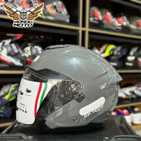 Imagem de Capacete gp tech open of669 mono metalizado cinza n56 - masculino - feminino - motoqueiro - motociclista - urbano - oculos interno