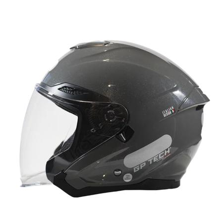 Capacete gp tech open of669 mono metalizado cinza n56 - masculino - feminino - motoqueiro - motociclista - urbano - oculos interno Imagem de Capacete gp tech open of669 mono metalizado cinza n56 - masculino - feminino - motoqueiro - motociclista - urbano - oculos interno