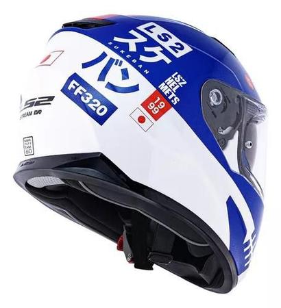 Imagem de Capacete Ls2 Ff320 Stream Sukeban Branco Azul Viseira Solar