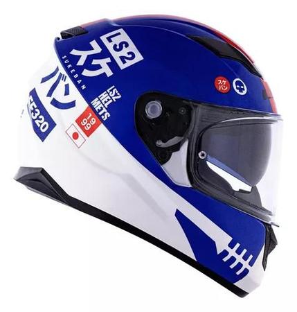 Imagem de Capacete Ls2 Ff320 Stream Sukeban Branco Azul Viseira Solar