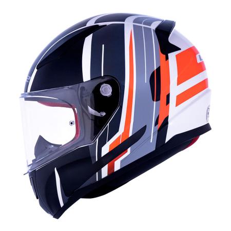 Imagem de Capacete LS2 FF353 Rapid Flag Preto e Laranja Brilhante Masculino e Feminino Moto Fechado