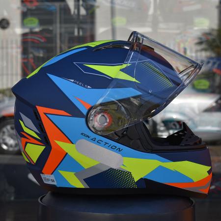 CAPACETE MOTO PEELS ICON KING AZUL METALIZADO E COLORIDO - DKA MOTOS