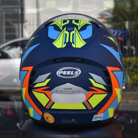 CAPACETE MOTO PEELS ICON KING AZUL METALIZADO E COLORIDO - DKA MOTOS