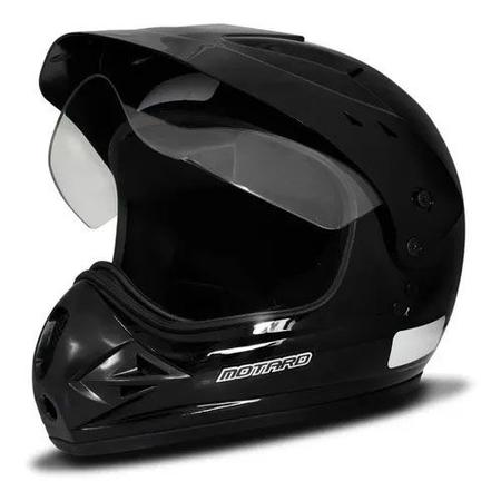 Imagem de Capacete Motard Preto Brilhante Com Viseira EBF