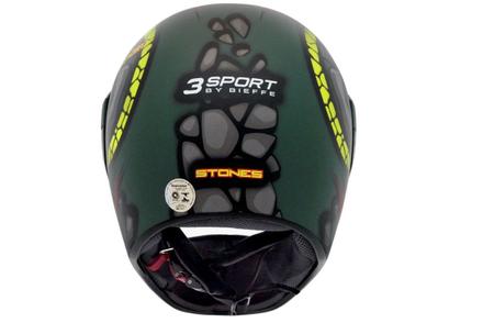 Imagem de Capacete Moto 3 Sport Stones Verde Militar Fosco/amarelo 58