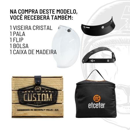 Capacete Custom Aberto Etceter Seven Eight Fosco com Viseira Bubble -  Capacete de Moto - Magazine Luiza