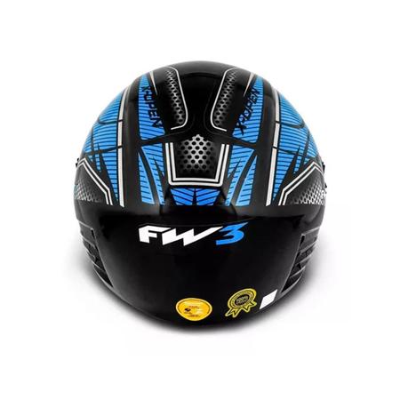 Imagem de Capacete Moto Aberto X Open Preto/Azul Viseira Cristal Inmetro Tamanho 60 - FW3