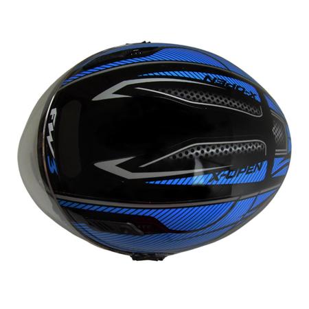 Imagem de Capacete Moto Aberto X Open Preto/Azul Viseira Cristal Inmetro Tamanho 60 - FW3