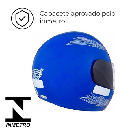 Imagem de Capacete Moto Azul Fechado Pro Tork Liberty Four Viseira Transparente Diversos Tamanhos + Capa de chuva PVC Pioneira