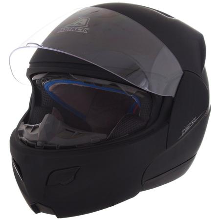 Imagem de Capacete Moto Escamoteavel Robocop Fechado Pro Tork Attack Solid Com Óculos Solar Fumê