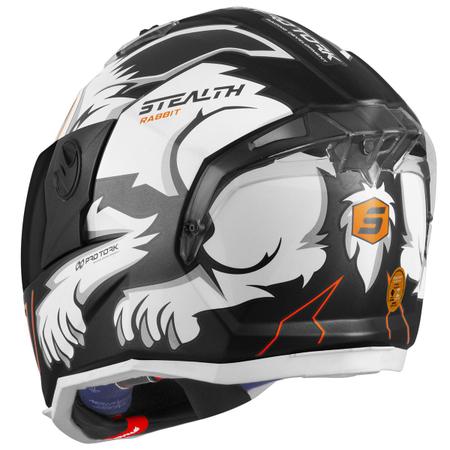 Capacete Motoqueiro Fechado ProTork Stealth Desenho Rabbit Brilhante  Viseira Fumê Lançamento - Pro Tork - Capacete de Moto - Magazine Luiza