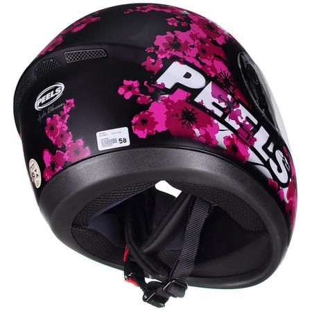 Imagem de Capacete Moto Feminino Peels Spike Blossom Preto Fosco Rosa